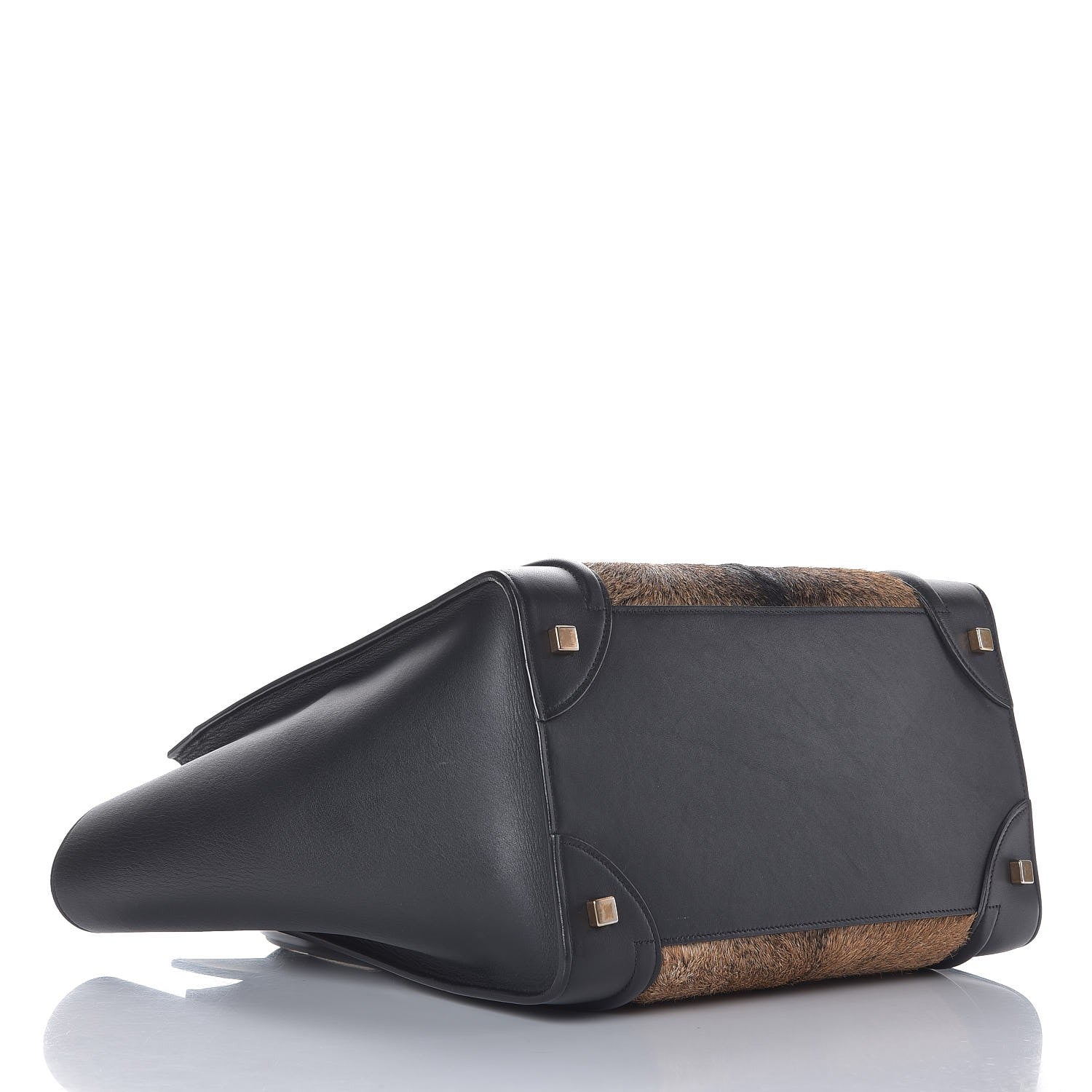 Celine Smooth Calfskin Goat Fur Mini Luggage Brown 4 of 7
