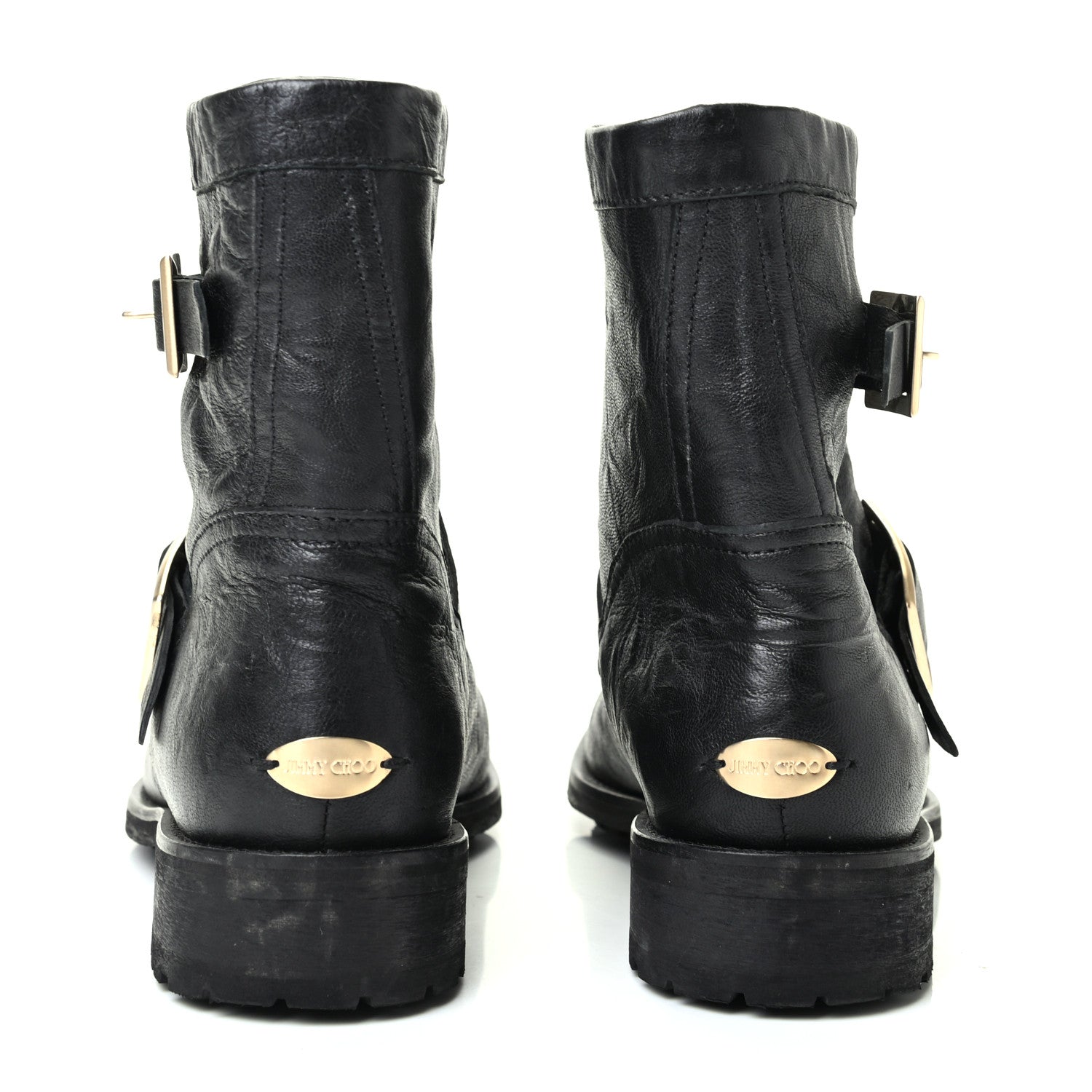 Jimmy Choo Lambskin Biker Boots 39 Black 6 of 8