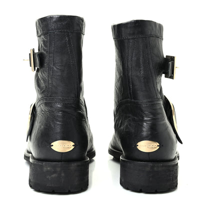 Jimmy Choo Lambskin Biker Boots 39 Black 6 of 8