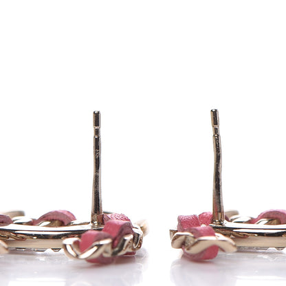 Chanel Crystal Baguette Lambskin Large CC Earrings Gold Pink 3 of 6