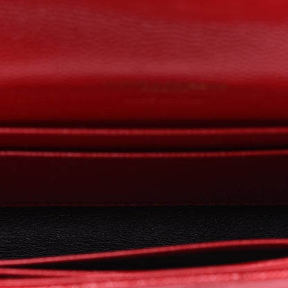 Saint Laurent Grain De Poudre Matelasse Chevron Small Monogram Envelope Wallet Rouge Eros 5 of 14