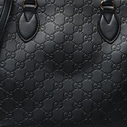 Gucci Guccissima Small Zippered Bucket Tote Black 7 of 9