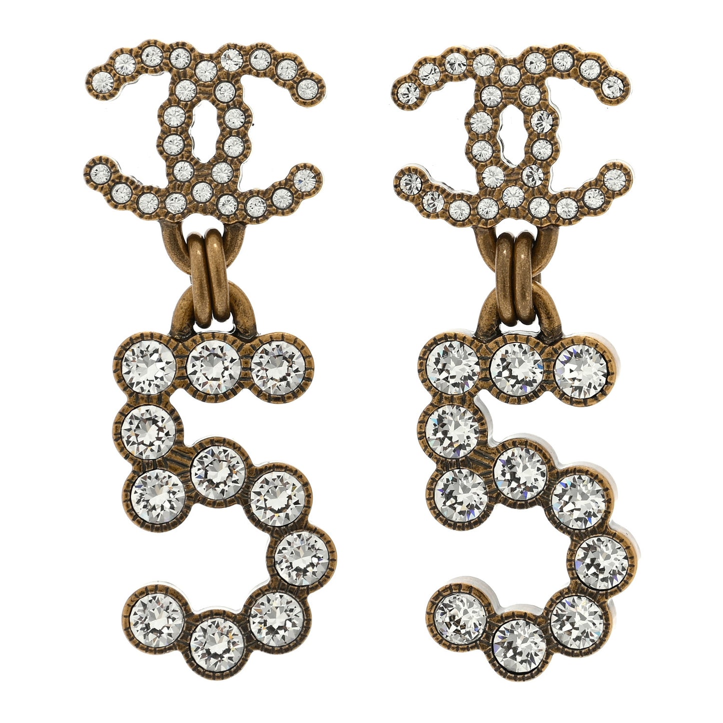 Metal Crystal City of Lights No 5 Drop Earrings Gold