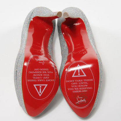 Christian Louboutin Mini Glitter Lady Peep 150 Pumps 35 Silver 4 of 6