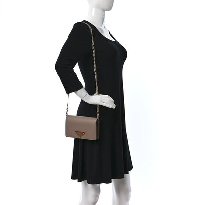 Prada Saffiano Bandoliera Flip Lock Chain Crossbody Bag Cipria 2 of 10