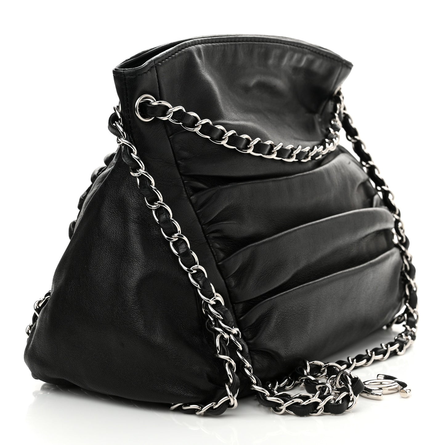 Lambskin Small Sharpei Shoulder Bag Black