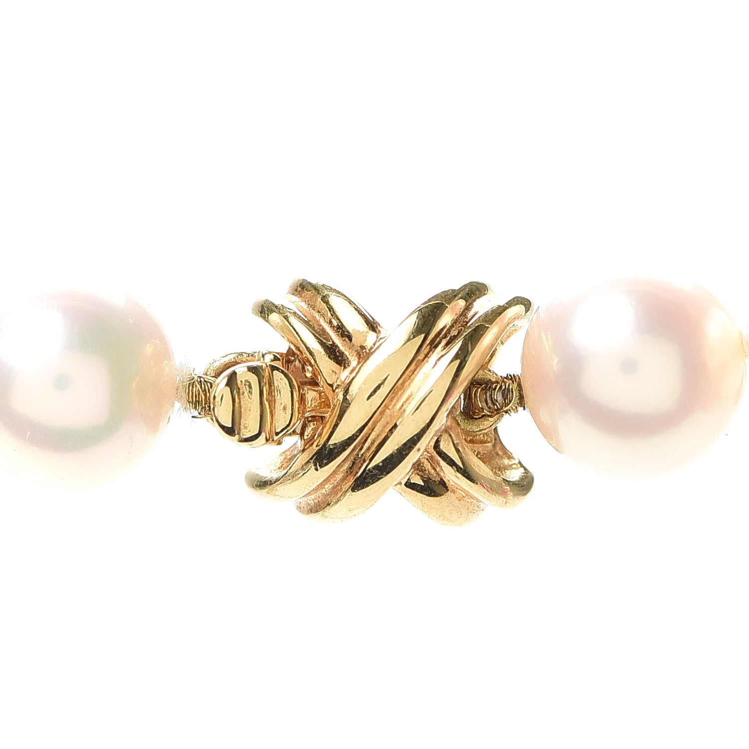 Tiffany 18K Yellow Gold Akoya Pearl 7.5mm Signature Strand Necklace 4 of 7