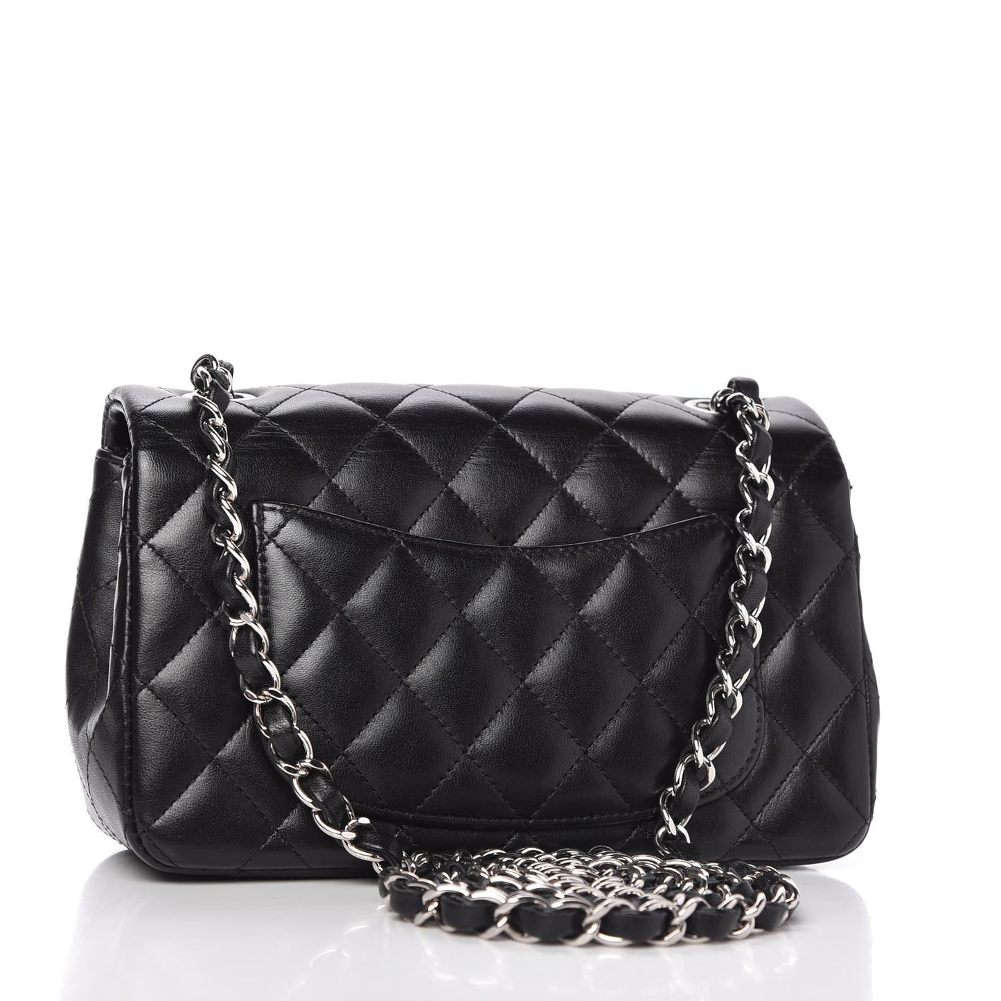 Lambskin Quilted Mini Rectangular Flap Black