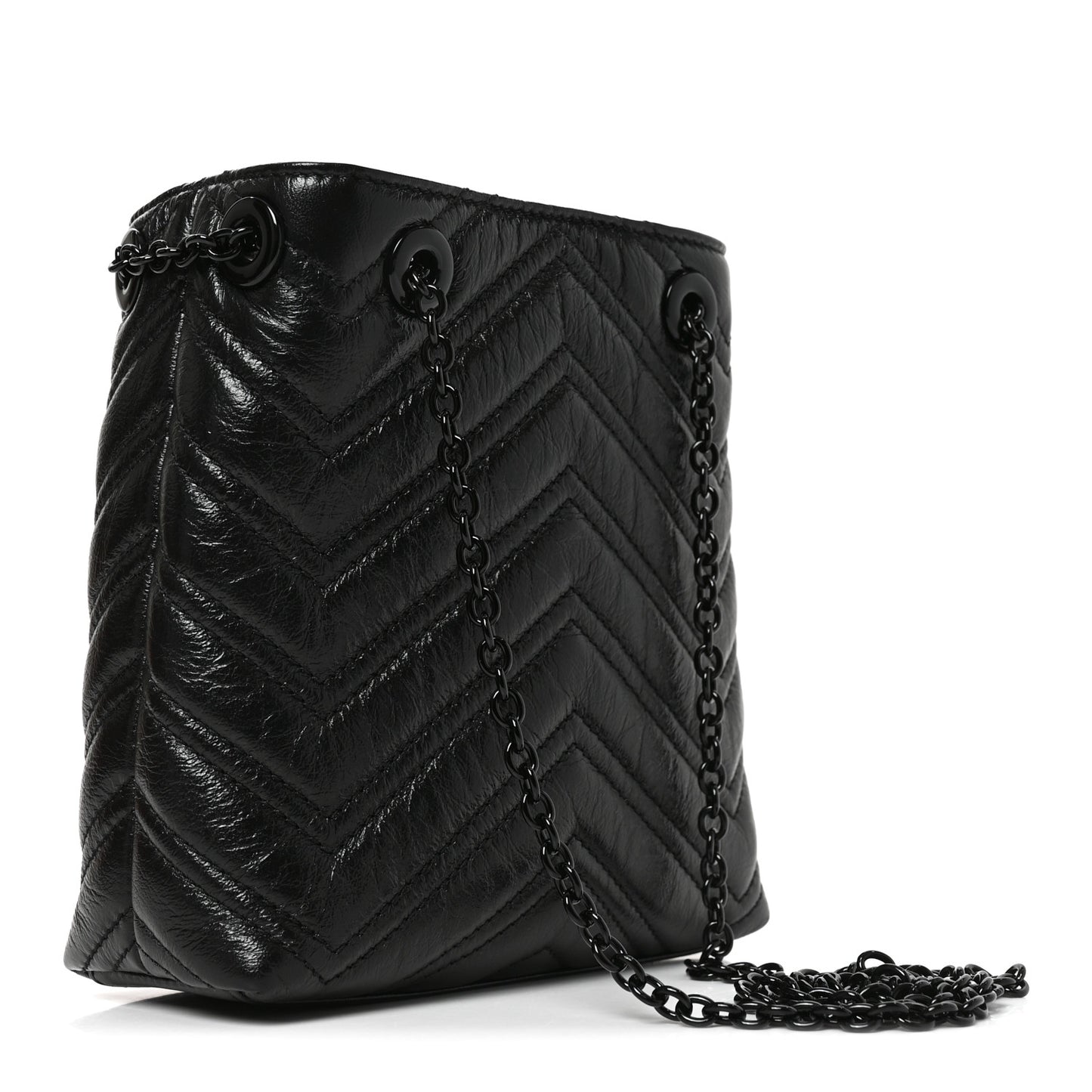 Calfskin Matelasse Monochrome Nano GG Marmont Bucket Bag Black