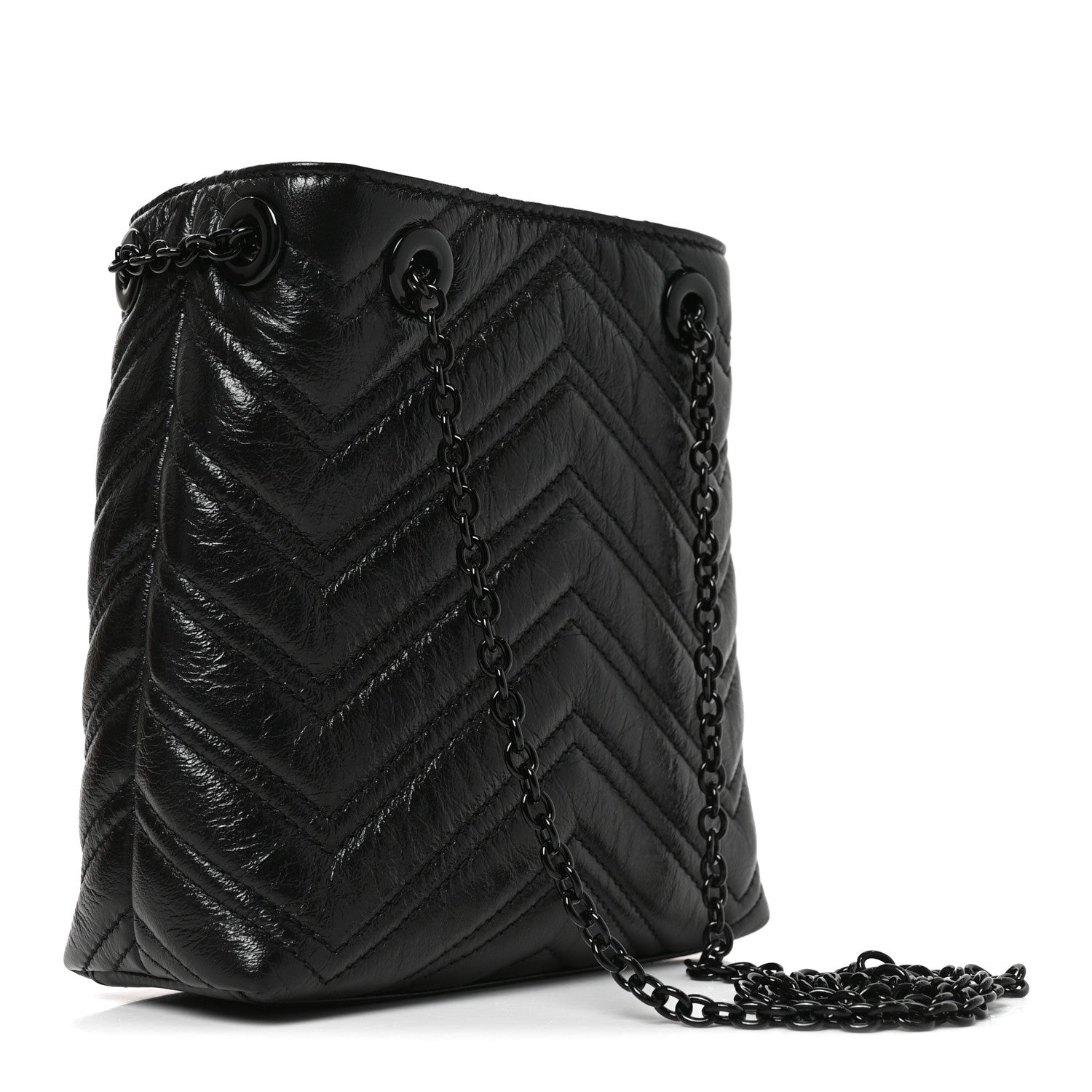 Gucci Calfskin Matelasse Monochrome Nano GG Marmont Bucket Bag Black 2 of 10