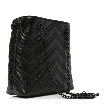 Gucci Calfskin Matelasse Monochrome Nano GG Marmont Bucket Bag Black 2 of 10