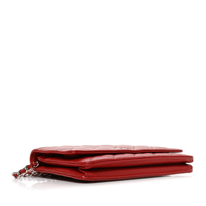 Chanel Lambskin Quilted Wallet On Chain WOC Red 4 of 11