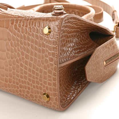 Balenciaga Shiny Supple Calfskin Crocodile Embossed Neo Classic Gold Hardware City Nude Beige 9 of 9