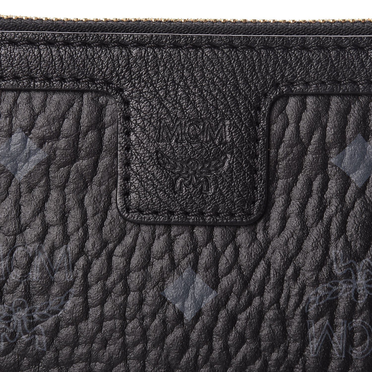 MCM Visetos Liz Shopper Tote Pouch Black 6 of 9