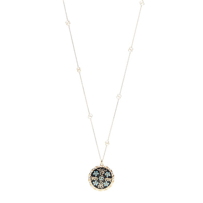 Gucci 18K Yellow Gold Enamel Icon Blooms Necklace Black 1 of 5