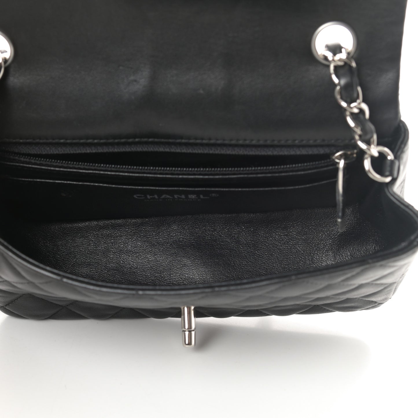 Lambskin Quilted Mini Rectangular Flap Black