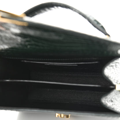 Saint Laurent Calfskin Crocodile Embossed Mini Classic Monogram Cassandra Top Handle Green 5 of 8