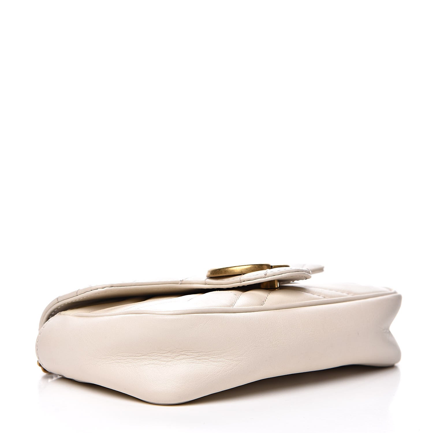 Gucci Calfskin Matelasse Super Mini GG Marmont Shoulder Bag White 4 of 14