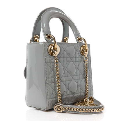 Christian Dior Patent Cannage Mini Lady Dior Grey Stone 3 of 11