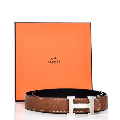 Hermes Togo Box 32mm H Belt 95 Gold Black 9 of 9