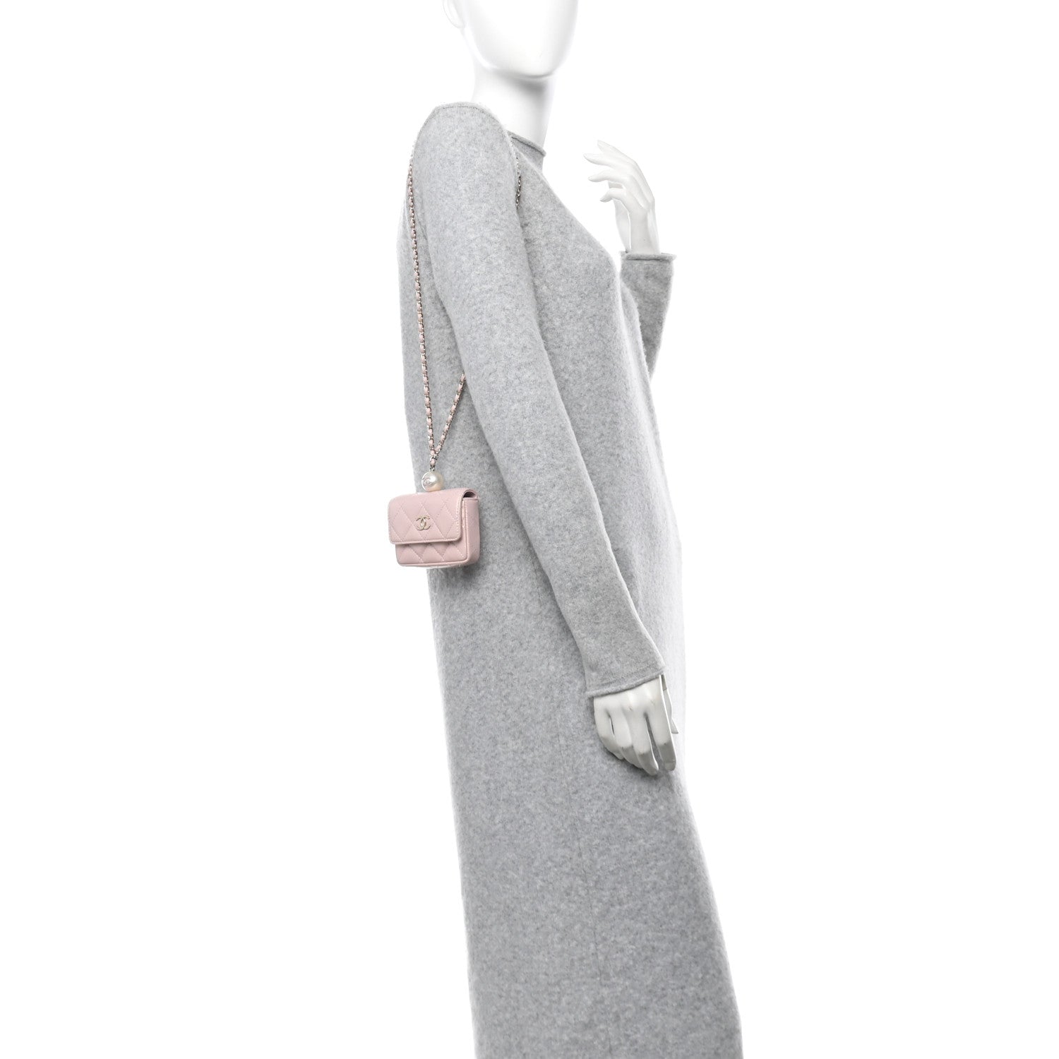 Chanel Iridescent Caviar Quilted Pearl On Top Coin Purse With Chain Light Pink 2 of 11