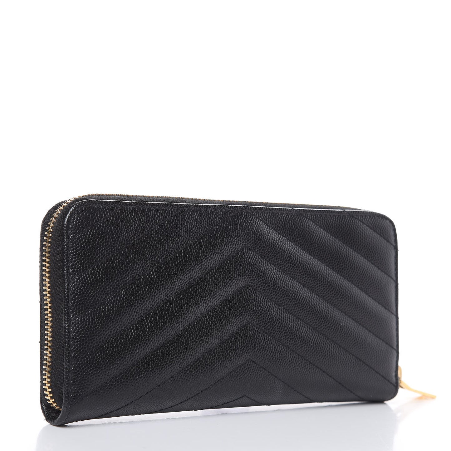 Grain De Poudre Matelasse Chevron Monogram Zip Around Wallet Black