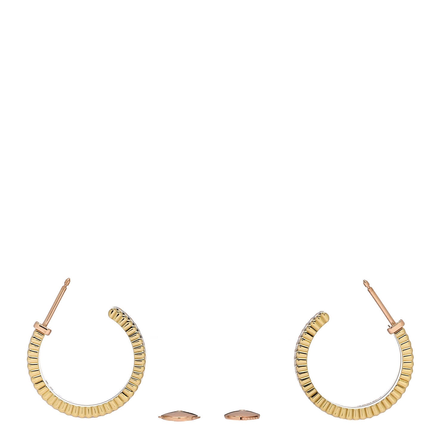Boucheron 18K Pink Yellow White Gold Diamond PVD Quatre Classique Hoop Earring 3 of 5