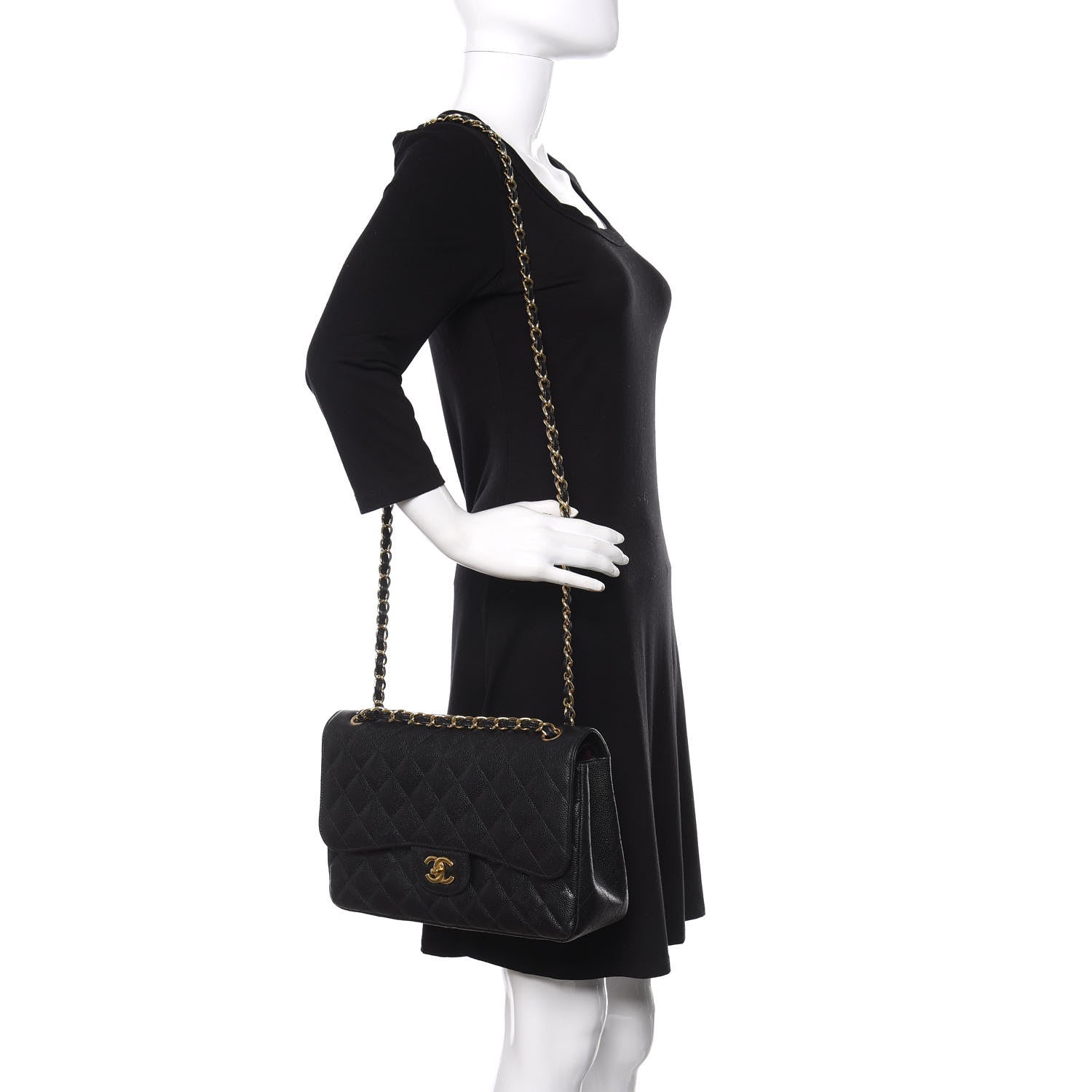 Chanel Caviar Quilted Jumbo Double Flap Black 3 of 12