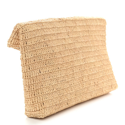 Saint Laurent Raffia Large Cassandre Pouch Naturel Brick 3 of 10