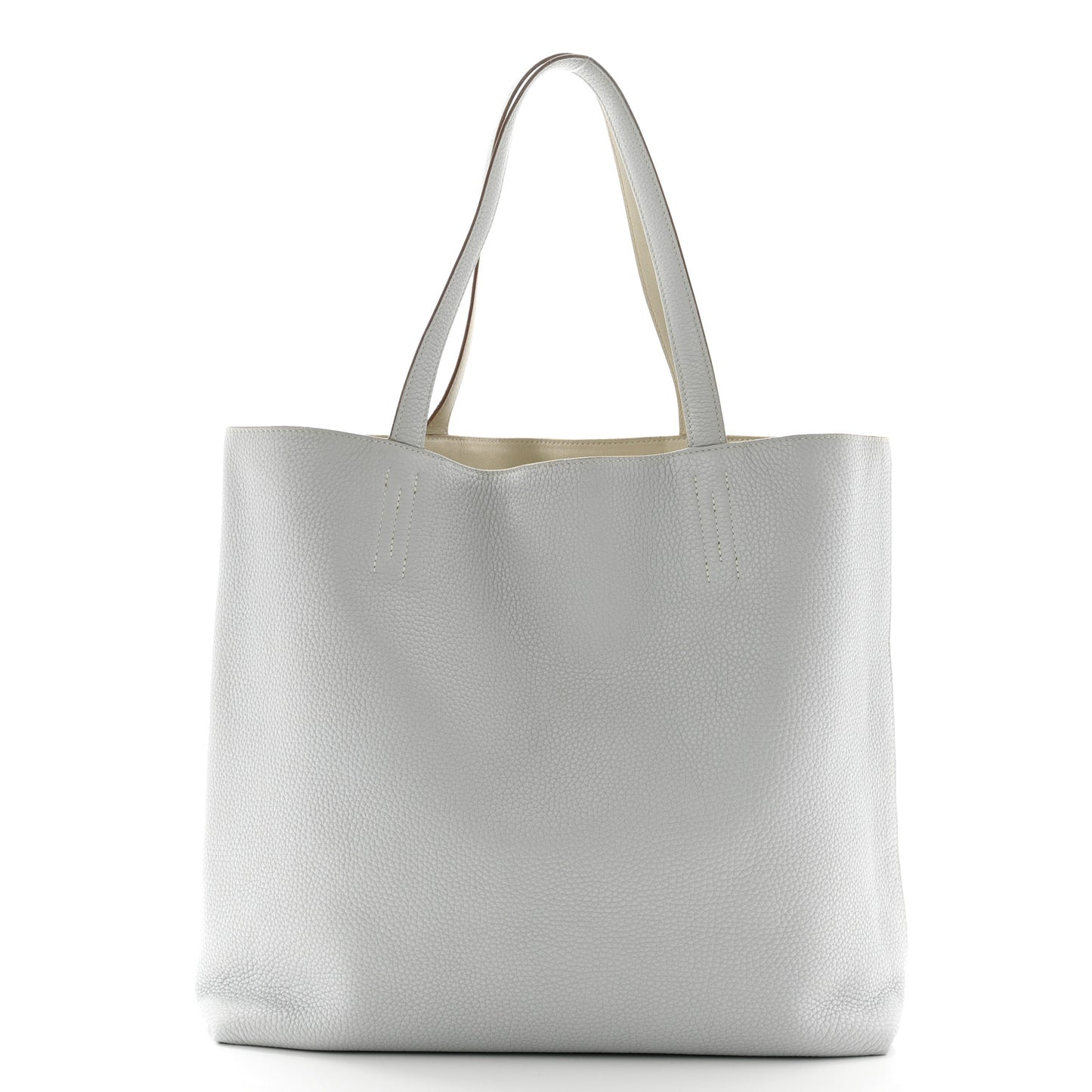 Taurillon Clemence Double Sens 45 Reversible Tote Gris Perle Bleu Pale