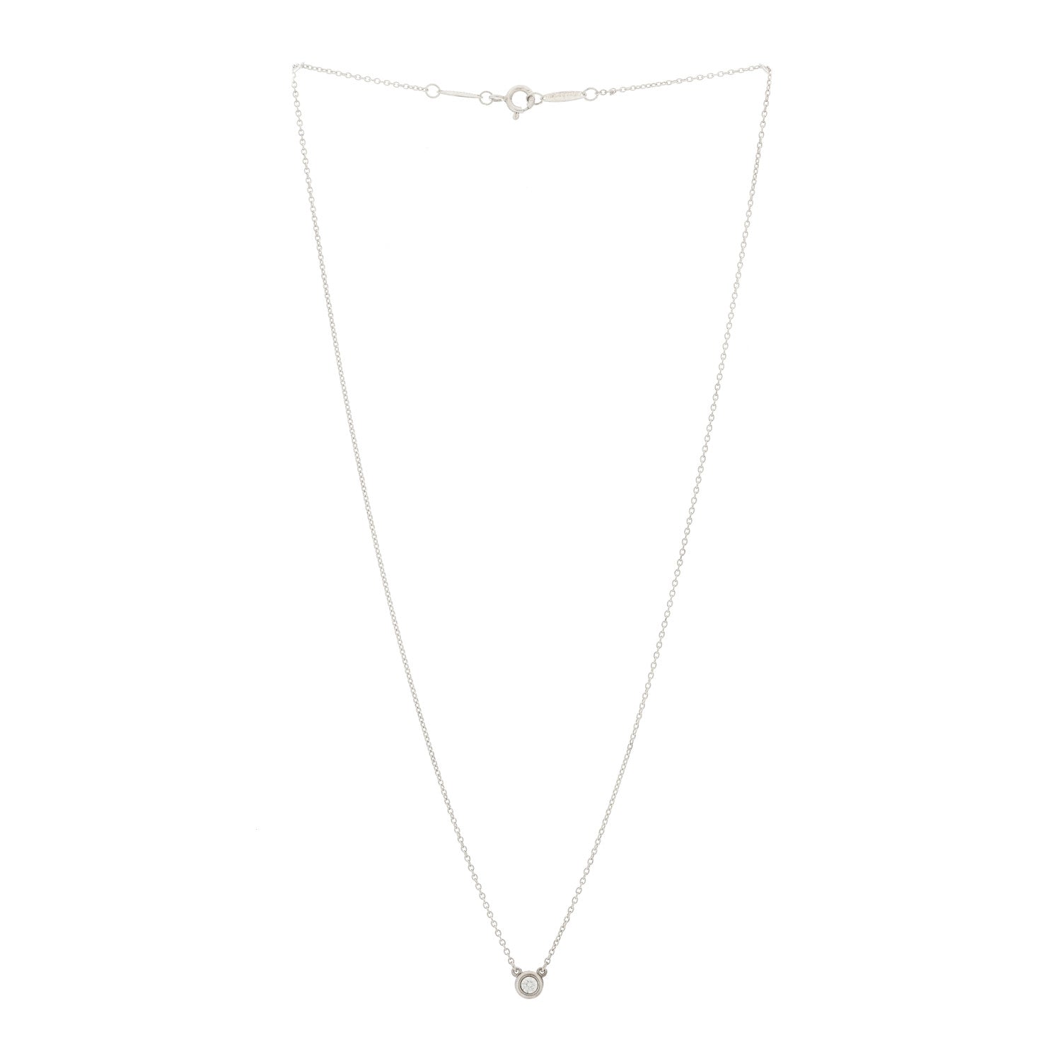 Tiffany Sterling Silver Diamond .10ct Elsa Peretti Diamonds by the Yard Pendant Necklace 3 of 6