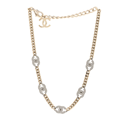 Chanel Crystal Chain CC Link Choker Gold Silver 3 of 6
