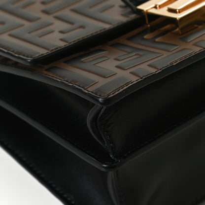 Fendi Vitello Liberty Bi-Color FF 1974 Embossed Small Kan U Shoulder Bag Maya Black 12 of 13