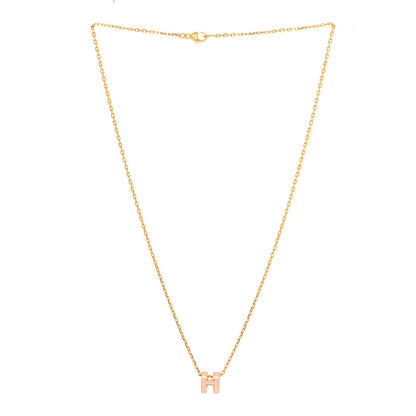 Hermes Lacquered Gold Mini Pop H Pendant Necklace Rose Dragee 3 of 6