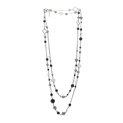 David Yurman Darkened Sterling Silver Black Onyx Hematite Quatrefoil Bead Chain Necklace 3 of 5