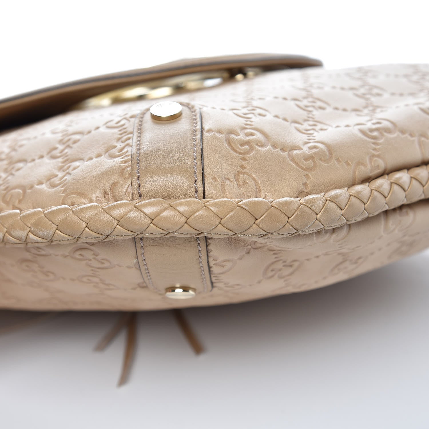 Gucci Guccissima Medium Britt Tassel Shoulder Bag Beige 11 of 12