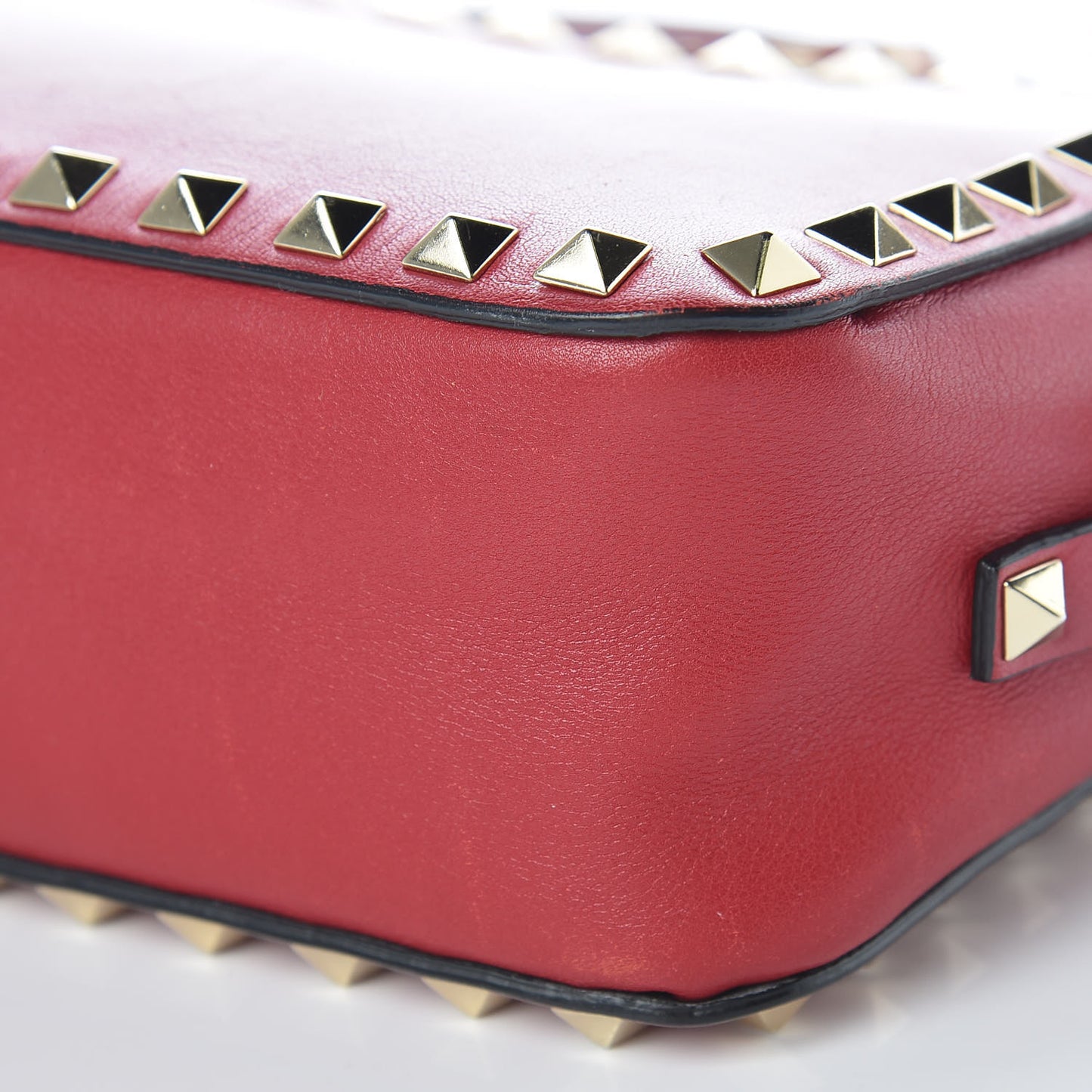 Calfskin Rockstud Camera Crossbody Bag Red