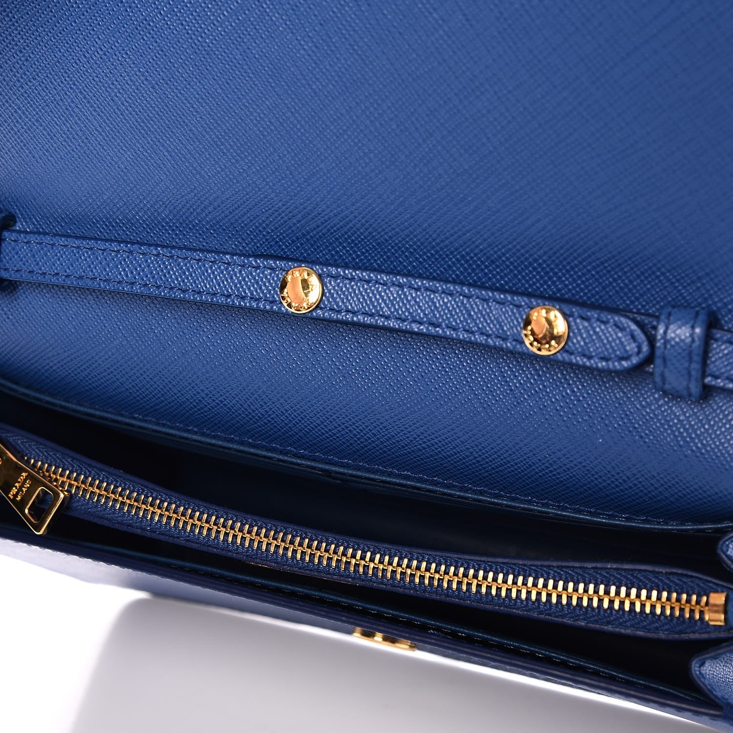 Prada Saffiano Metal Flap Wallet Azzurro 5 of 7