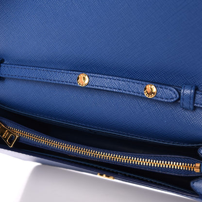 Prada Saffiano Metal Flap Wallet Azzurro 5 of 7