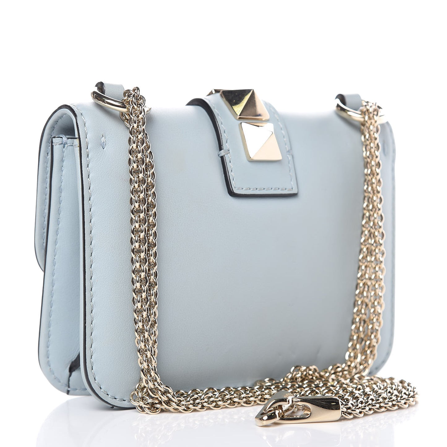 Vitello Mini Glam Lock Rockstud Flap Sky Sorbet