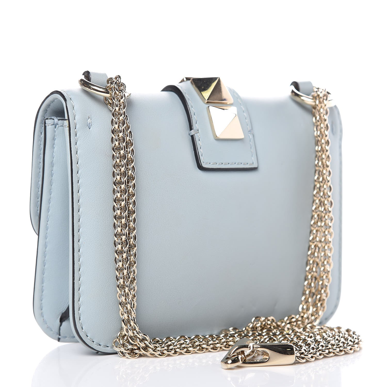 Valentino Garavani Vitello Mini Glam Lock Rockstud Flap Sky Sorbet 3 of 11