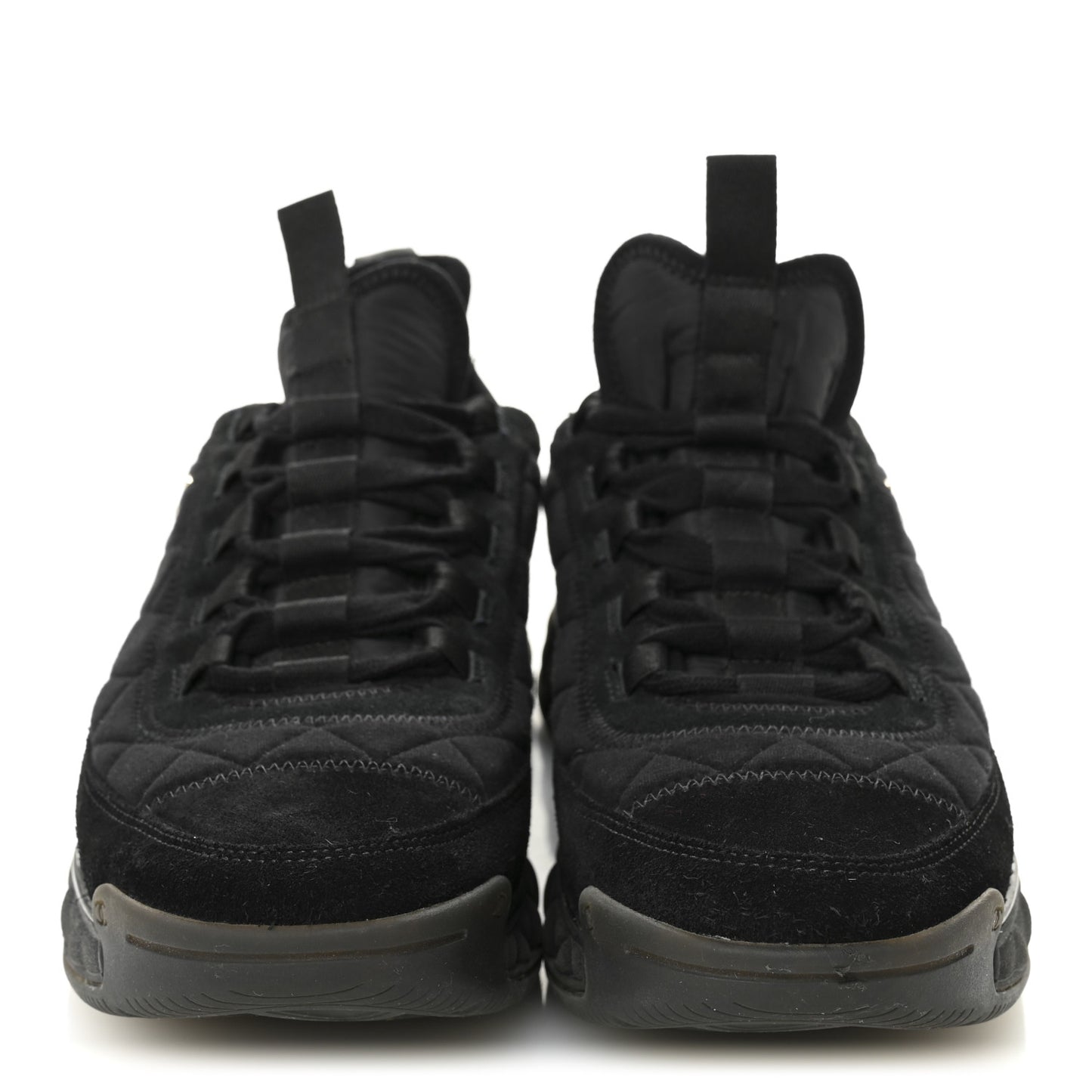 Suede Calfskin Mixed Fibers CC Sneakers 40.5 Black