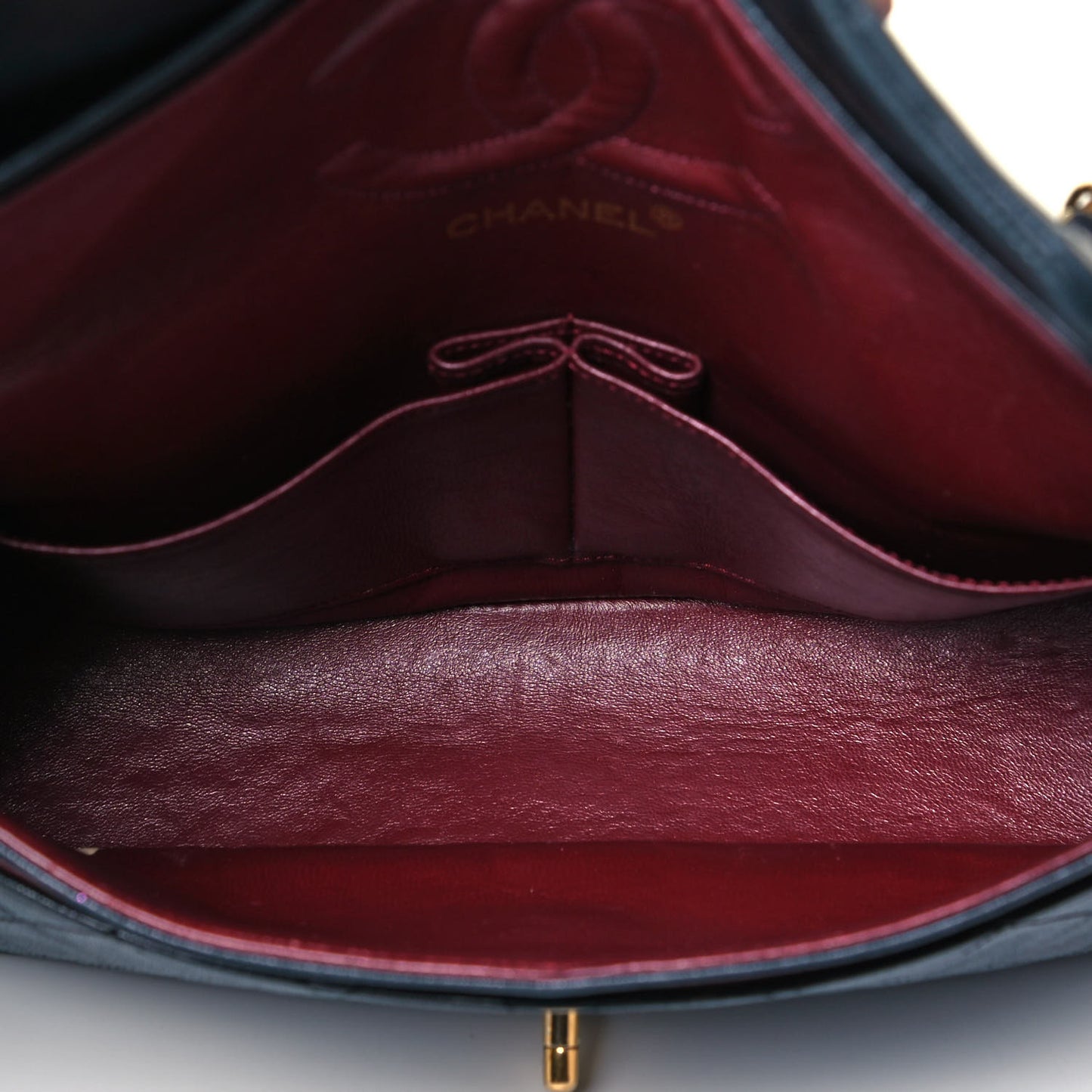 Lambskin Quilted Small Double Flap Navy