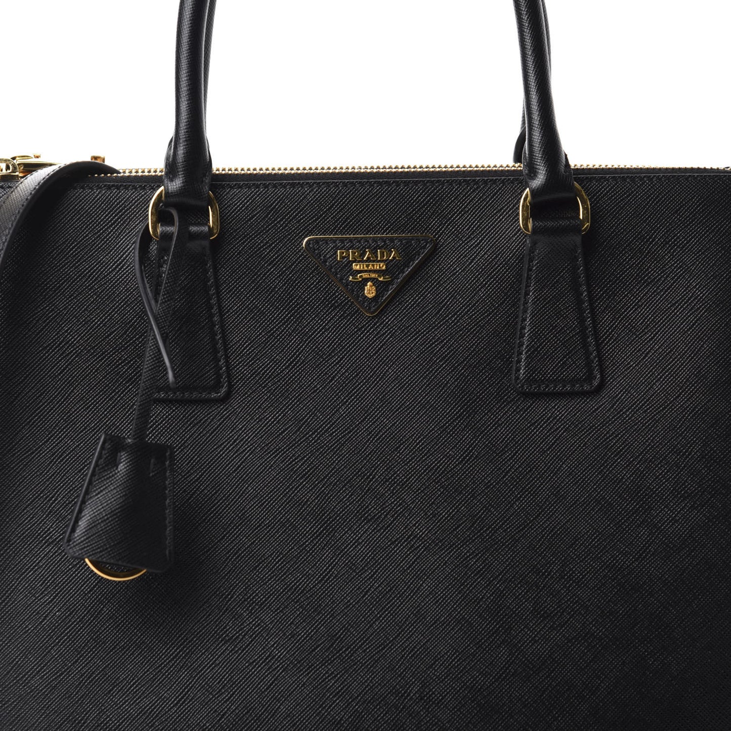 Saffiano Medium Galleria Double Zip Tote Black