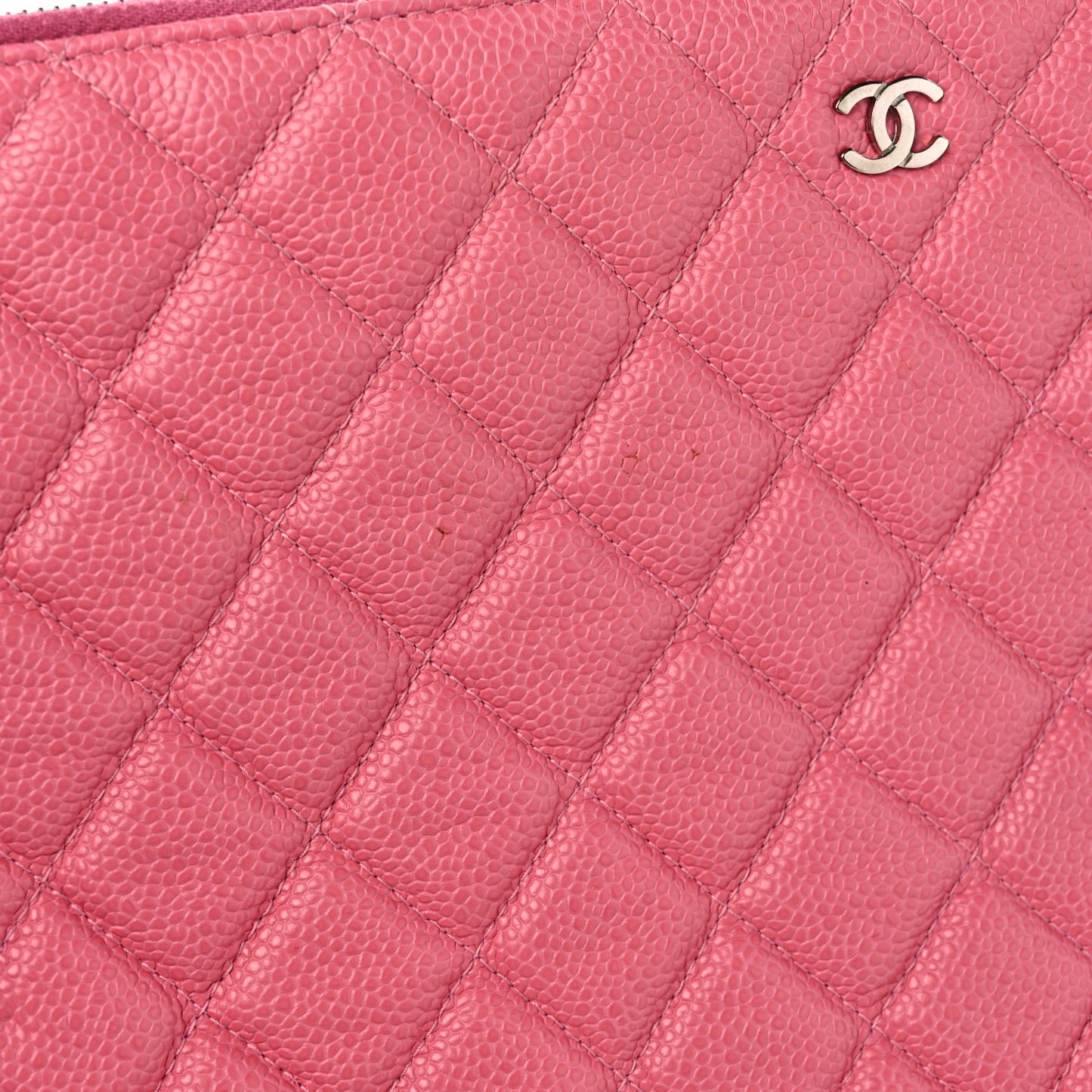 Caviar Quilted Large Cosmetic Case Rose Pink
