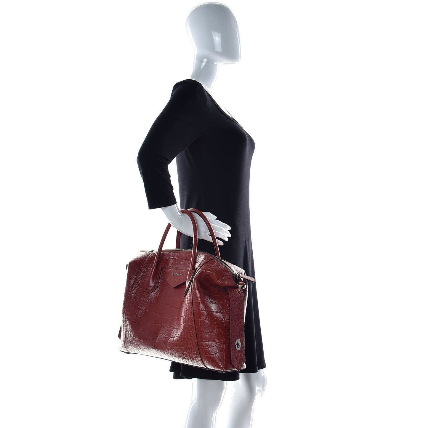 Calfskin Crocodile Embossed Medium Soft Antigona Paprika