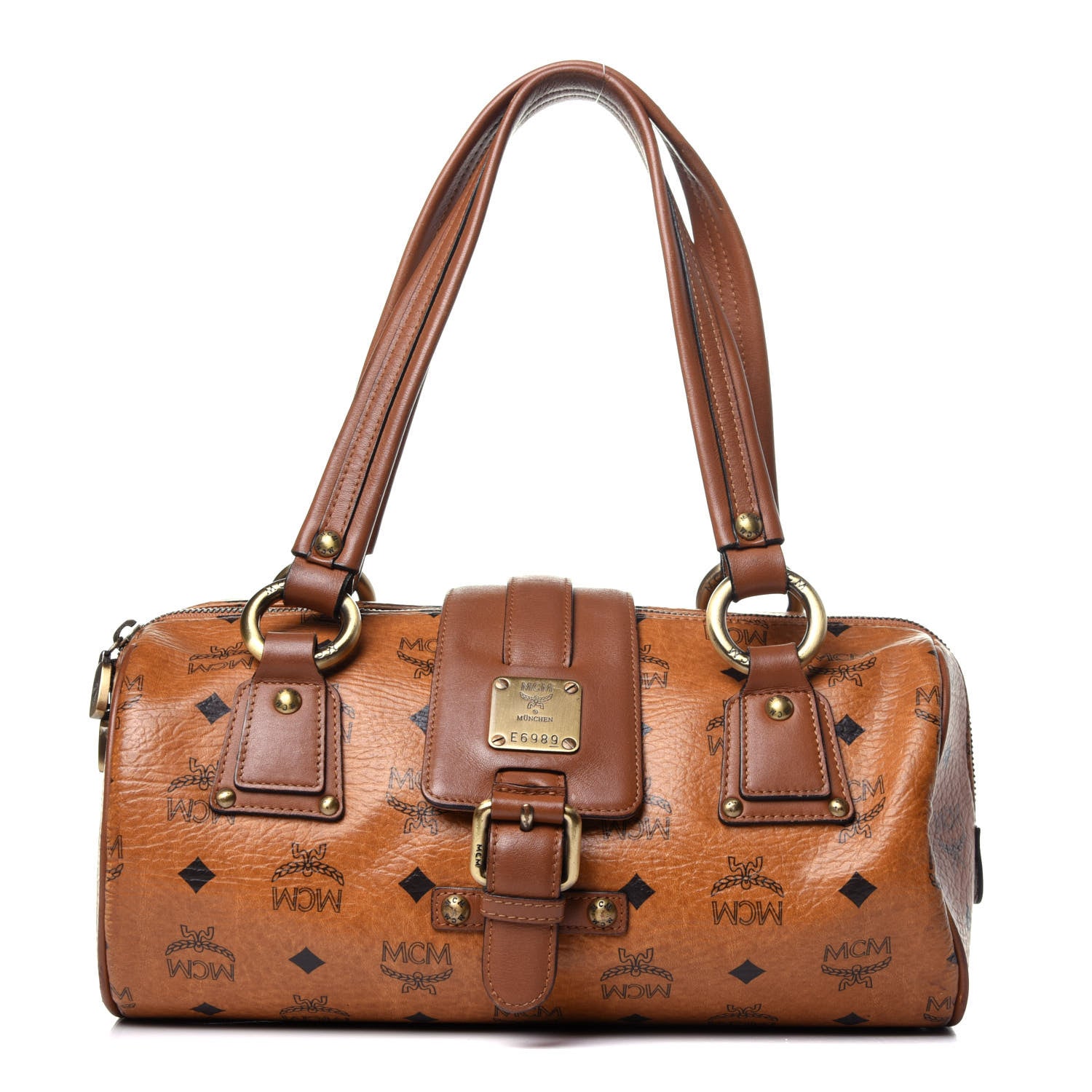 MCM Visetos Barrel Bag Cognac 1 of 12