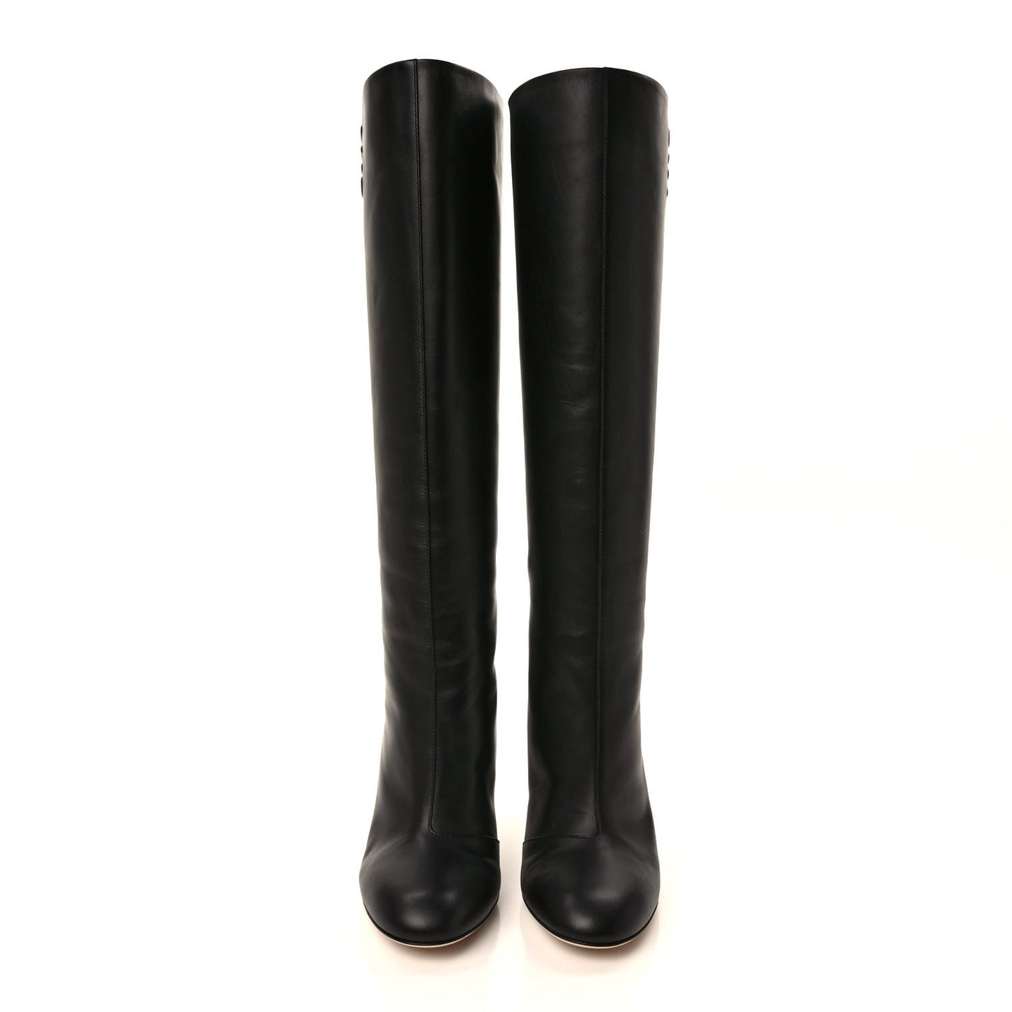 Vitello Karligraphy Embossed Knee High Boots 37 Black