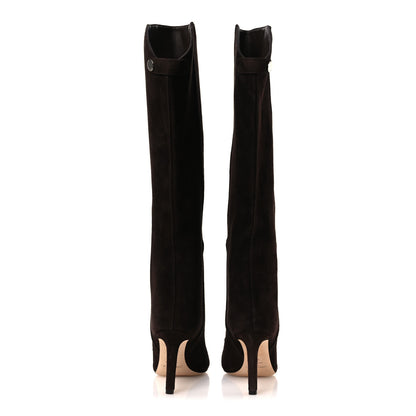 Jimmy Choo Suede Alizze 85 Knee High Boots 37.5 Chocolate 6 of 10