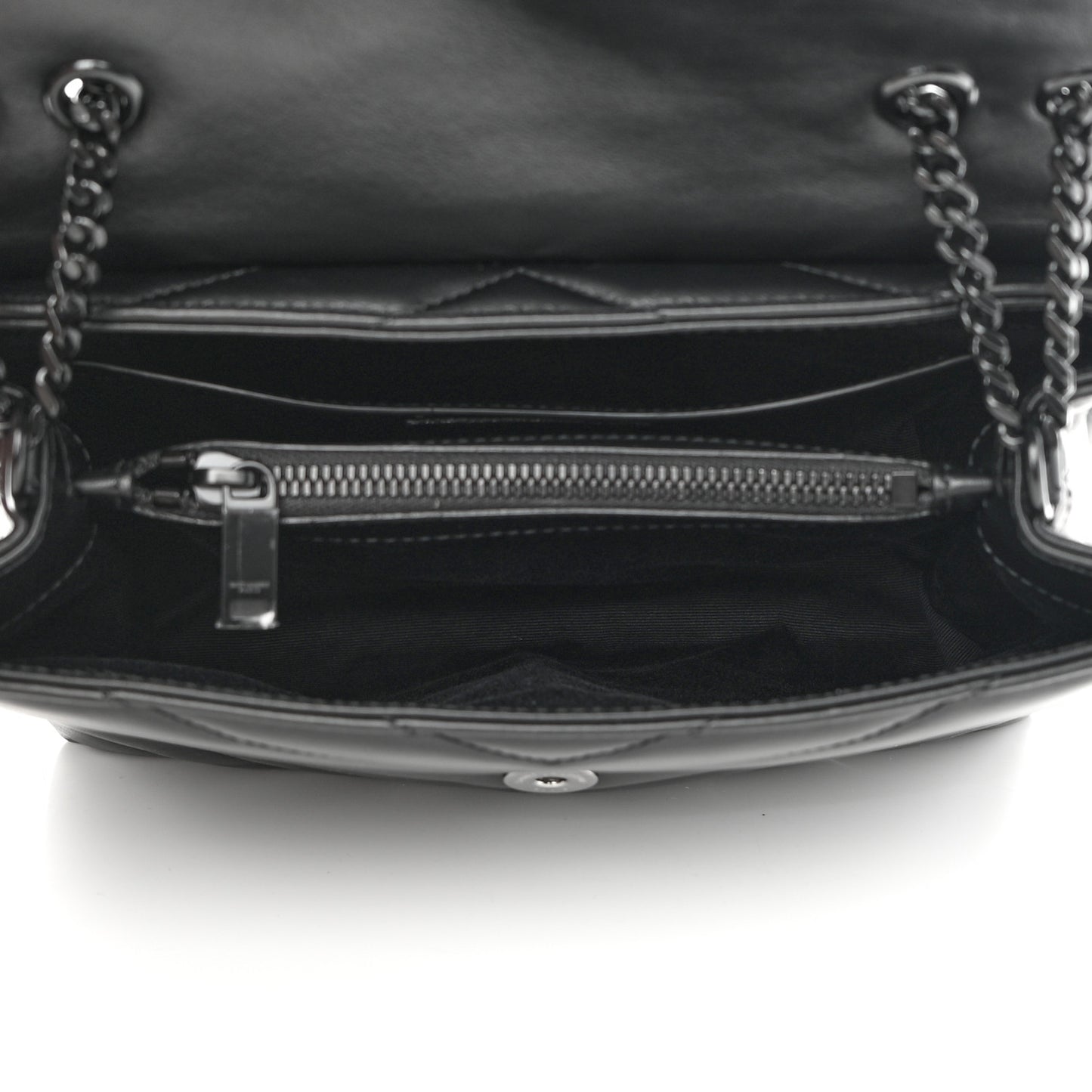 Calfskin Y Quilted Monogram Monochrome Small Loulou Chain Satchel Black